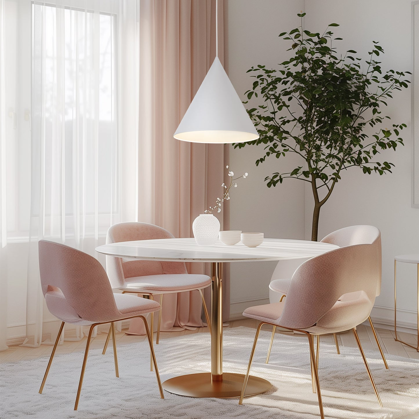 Suspension CONO blanche de taille moyenne, moderne et minimaliste