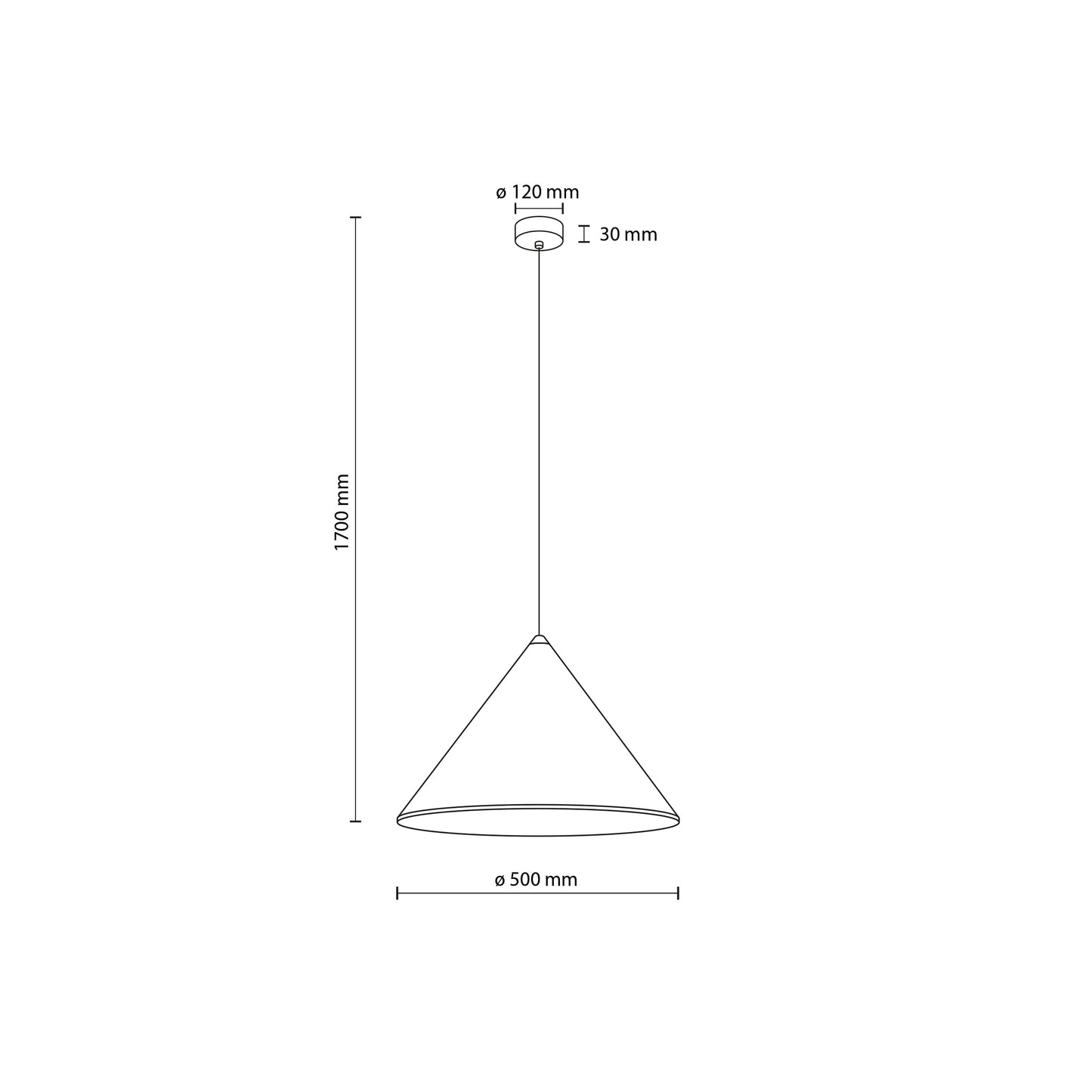 Suspension minimaliste moderne extra large noire CONO