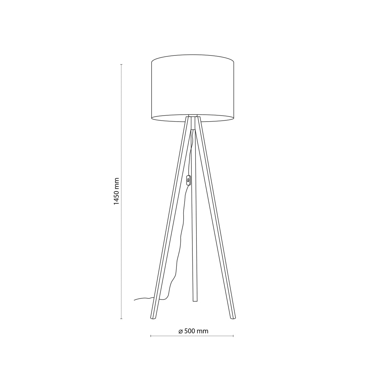 GRAND floor lamp technical drawing showing the 500 mm shade diameter and 1450 mm height
