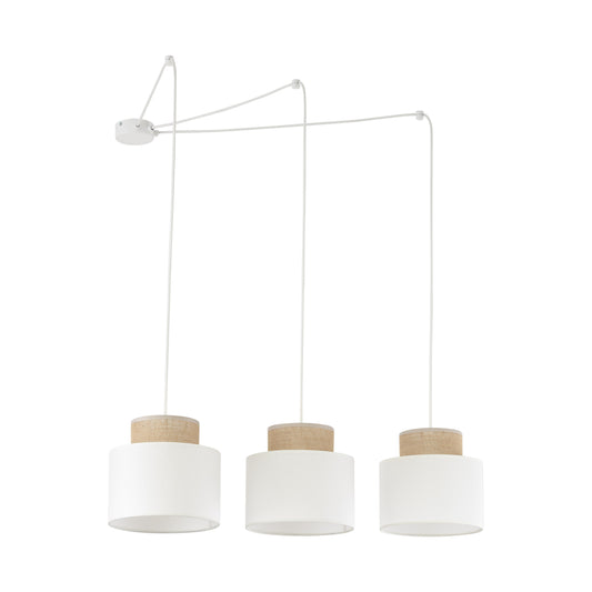 DUO White Jute Natural Suspension Light 3