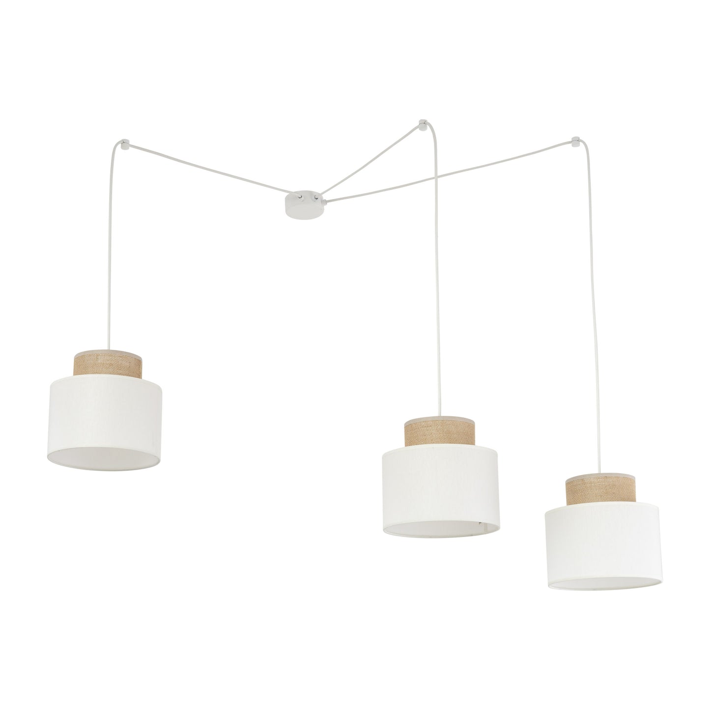 DUO White Jute Natural Suspension Light 3