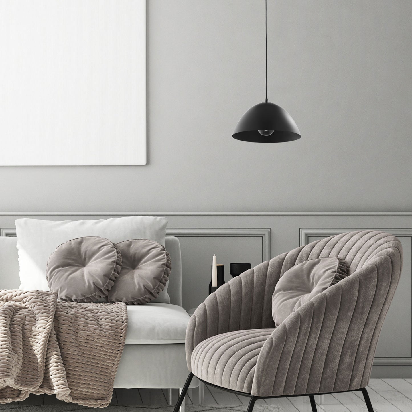 Suspension FARO noire style Mid-Century Modern M