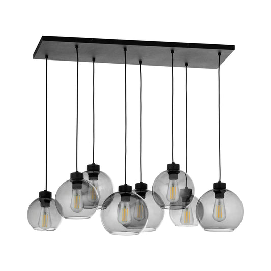 CUBUS Graphite Glass Scandinavian Pendant Light Fixture for Kitchen Island, Dining Room & Living Room (8-Light) LumoCrafts