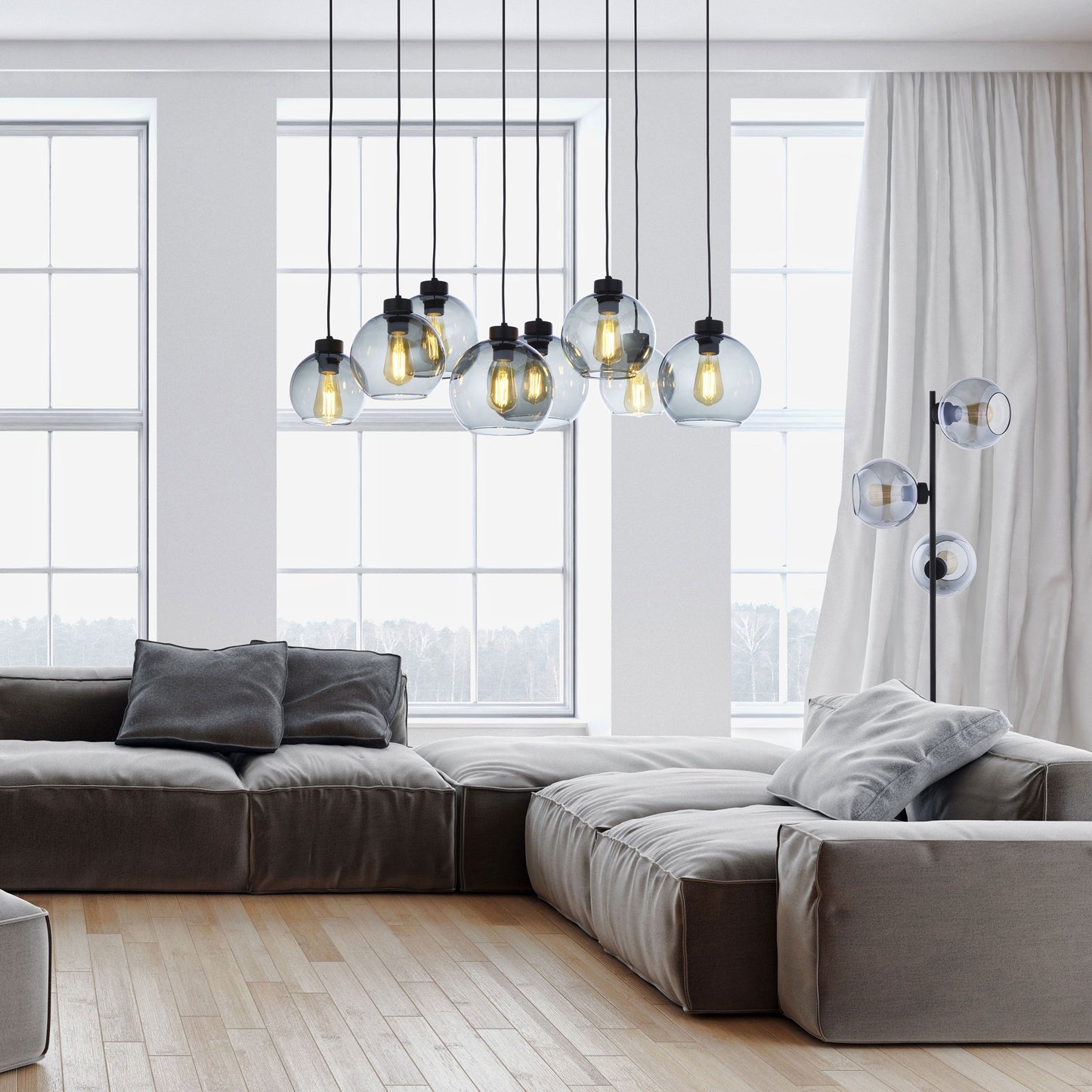 Suspension scandinave CUBUS en verre graphite 8