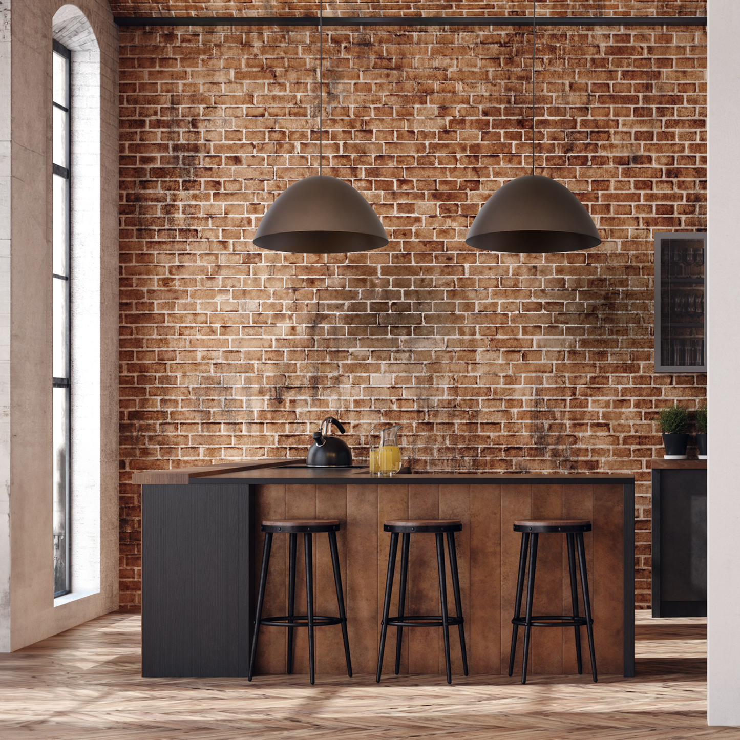 Suspension FARO marron style Mid-Century Modern L