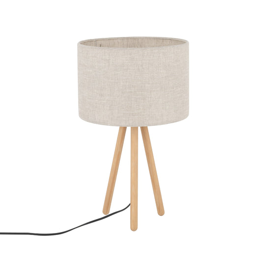 TOKYO natural linen and wood tripod table lamp by LumoCrafts