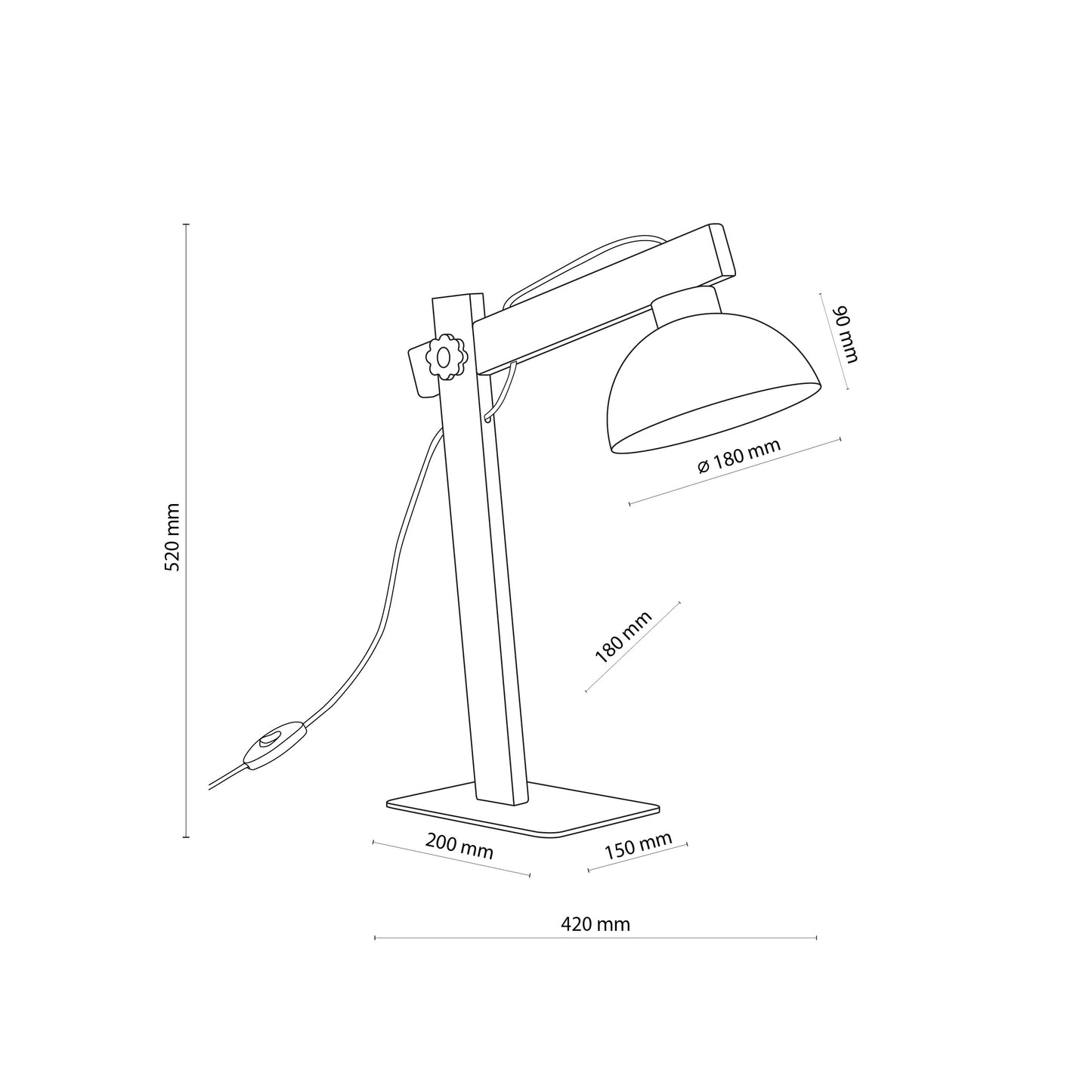 Lampe de nuit scandinave marron OSLO