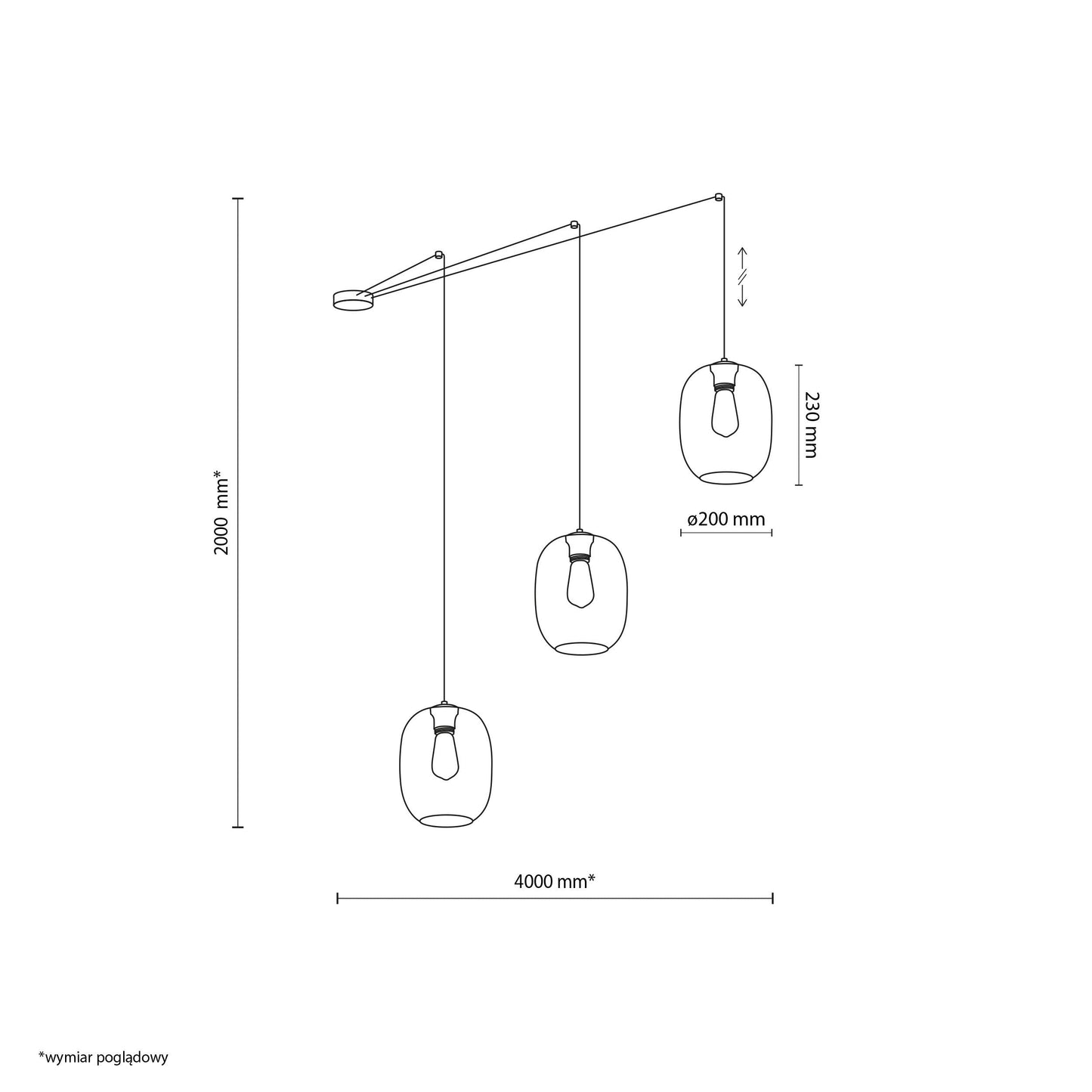 Lampe à suspension moderne du milieu du siècle ELIO 3