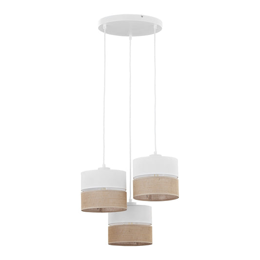 LINOBIANCO Natural Woven Pendant Ceiling Light Fixture for Kitchen Island, Dining Room & Living Room (3-Light) Lumocrafts