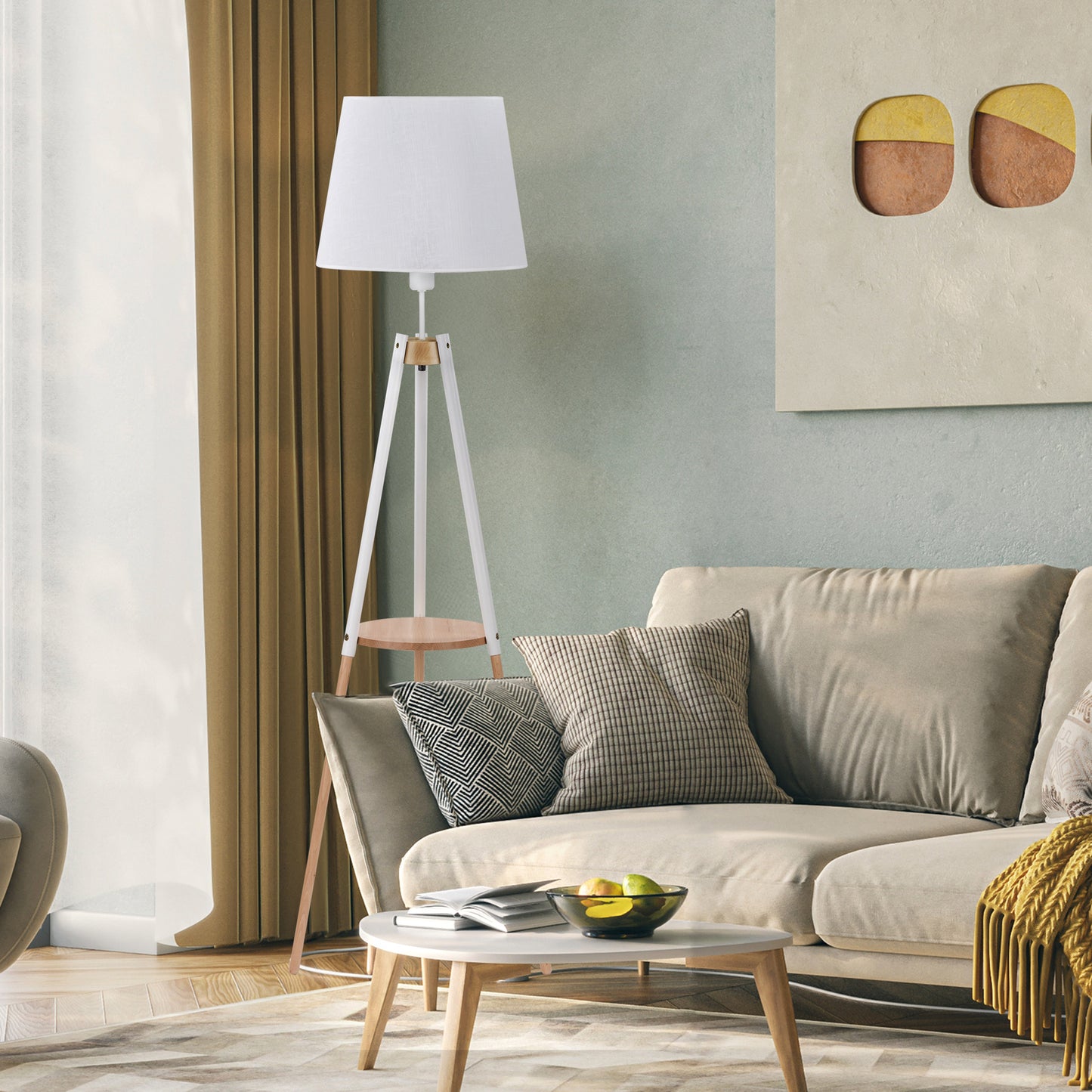 Lampadaire de table à plateau blanc VAIO