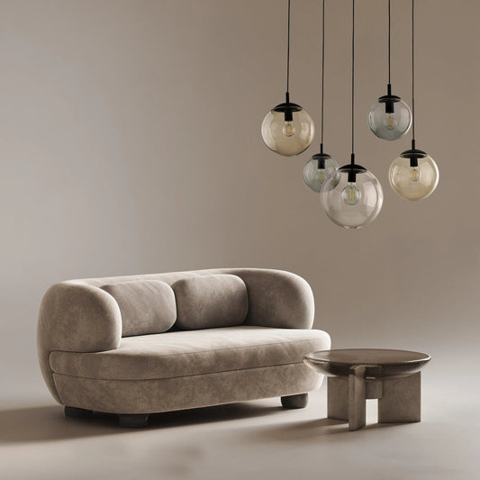 Pendant lamp in modern interior with sofa