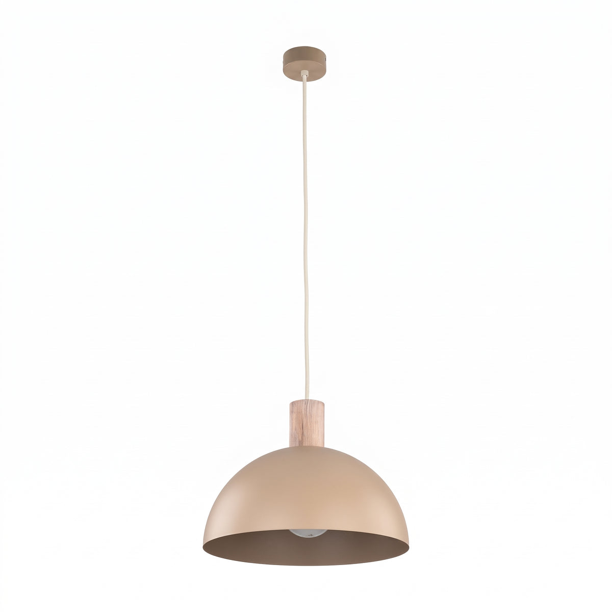 OSLO beige pendant with a pine wood accent, shown at an angle