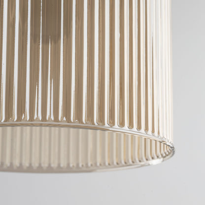 Detail of the SOPHIA ribbed cognac glass bell shade and glass sphere