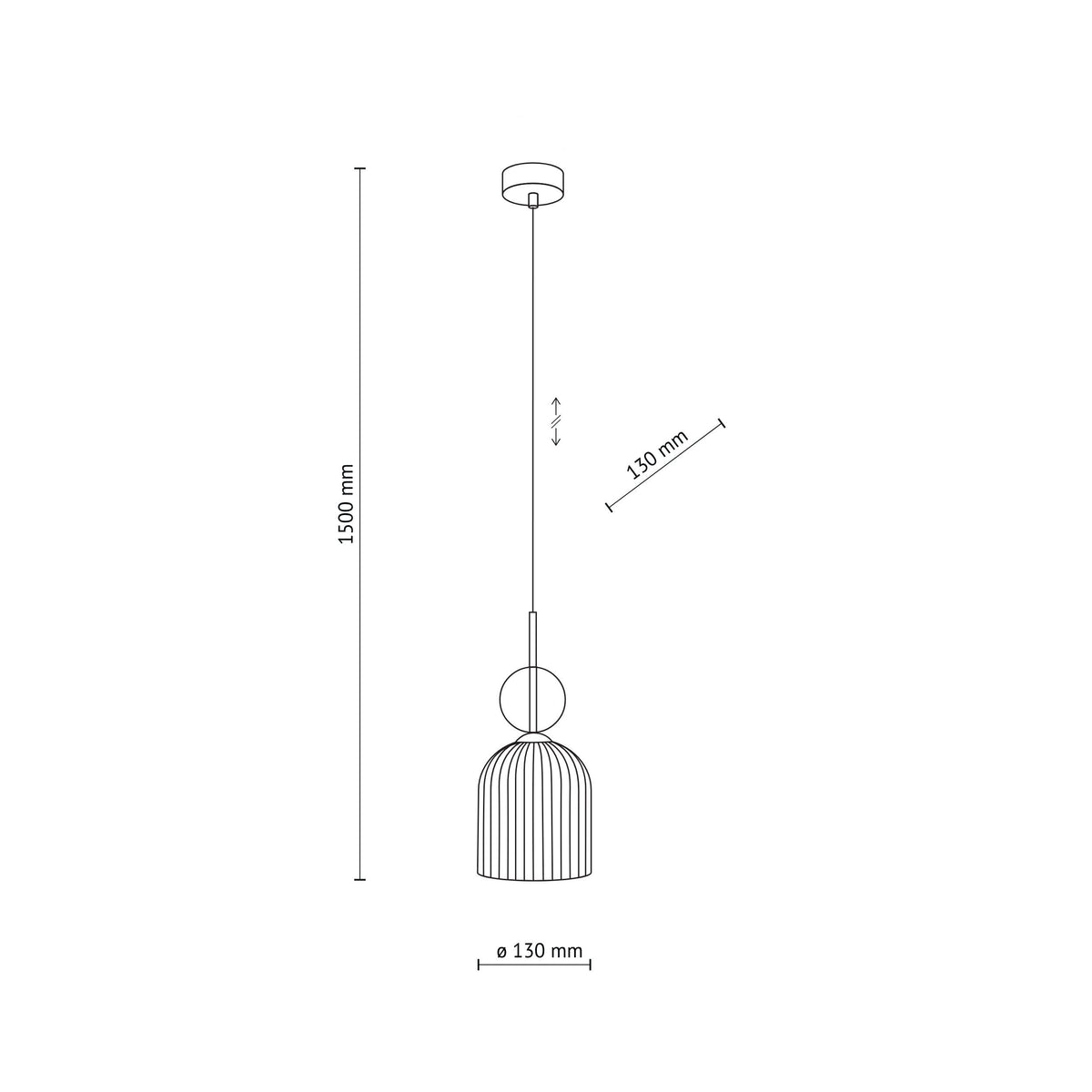 SOPHIA cognac bell mini pendant, 5.12 in shade, 59 in maximum drop