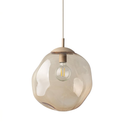 LAVA Large pendant against a pale wall showing the rounded glass profile