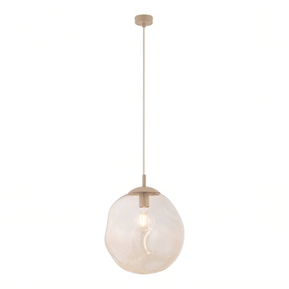 LAVA Large pendant lit, warm filament glow through the transparent glass