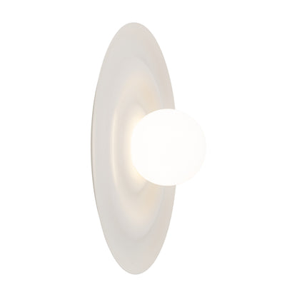 ONDA wall sconce in matte cashmere beige painted steel, projecting 6.30 inches from the wall