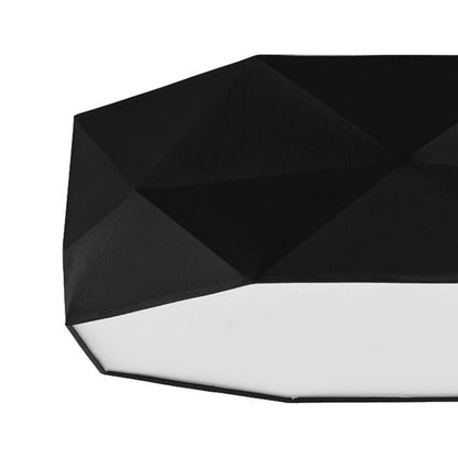 Close view of the folded black linen panels on the KANTOOR flush mount
