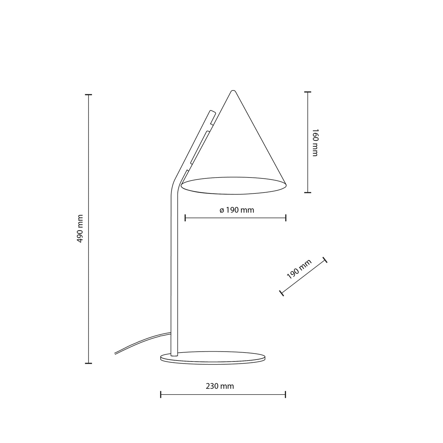 Lampe de nuit minimaliste moderne noire CONO