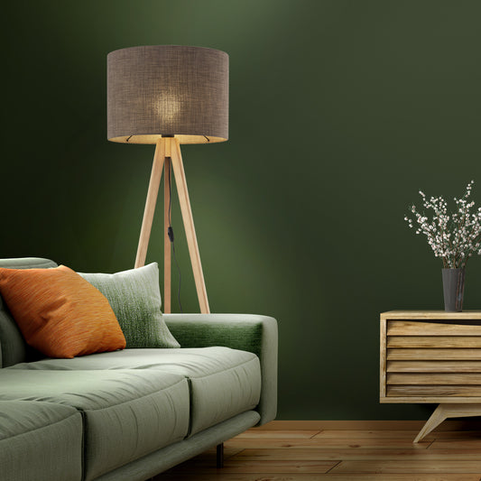 GRAND Pine Brown Mid-Century Modern Floor Lamp