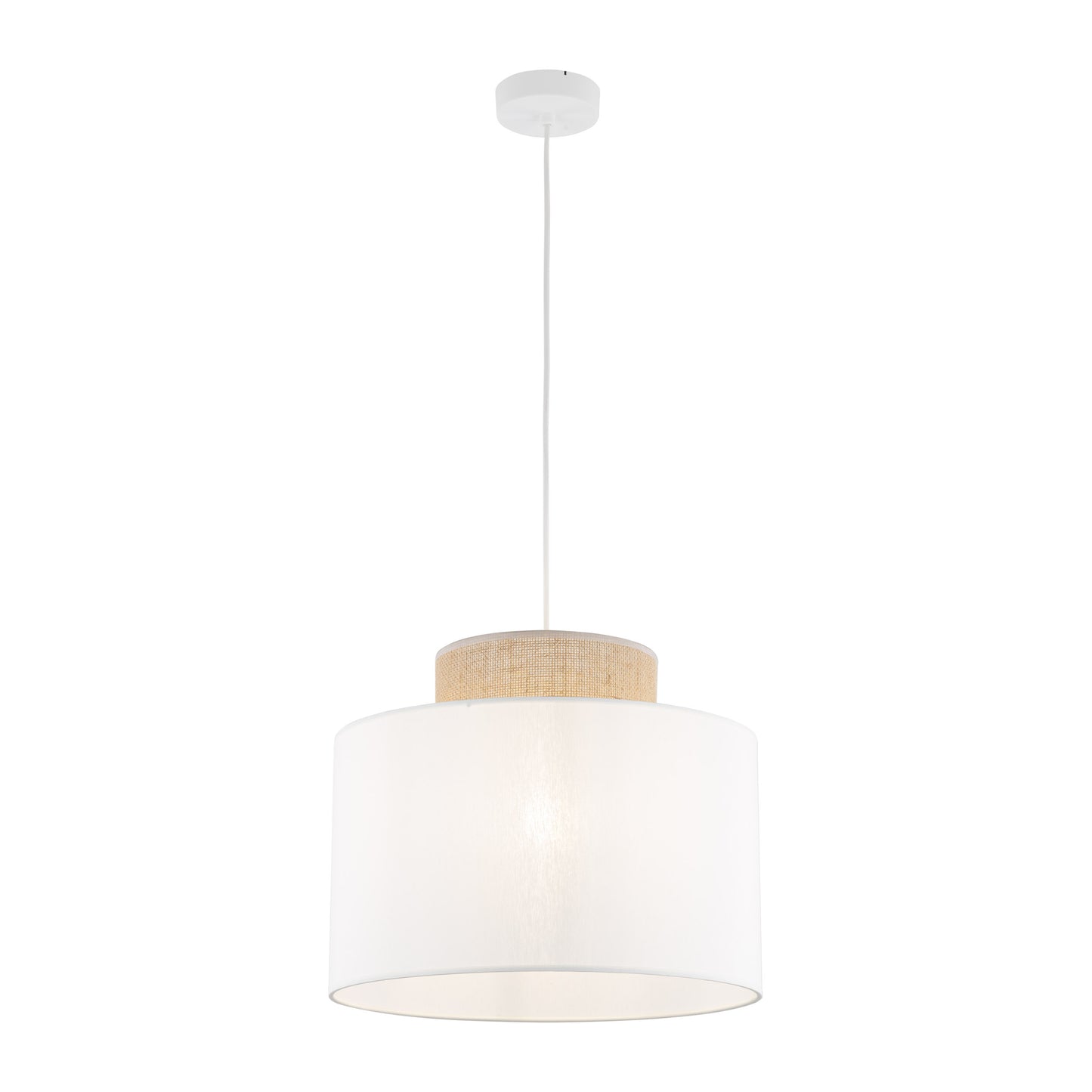 DUO White Jute Natural Pendant Light