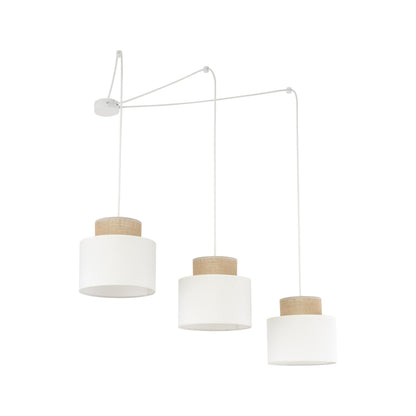 DUO White Jute Natural Suspension Light 3