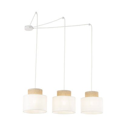 DUO White Jute Natural Suspension Light 3