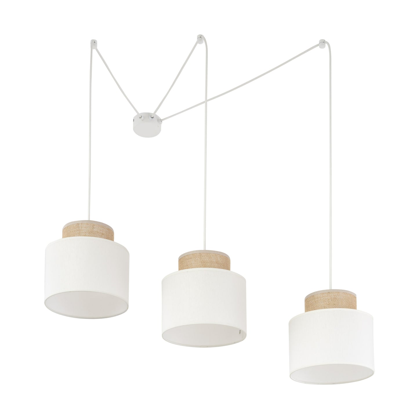 DUO White Jute Natural Suspension Light 3