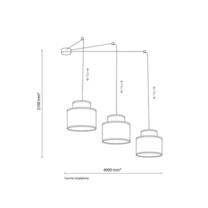 DUO White Jute Natural Suspension Light 3
