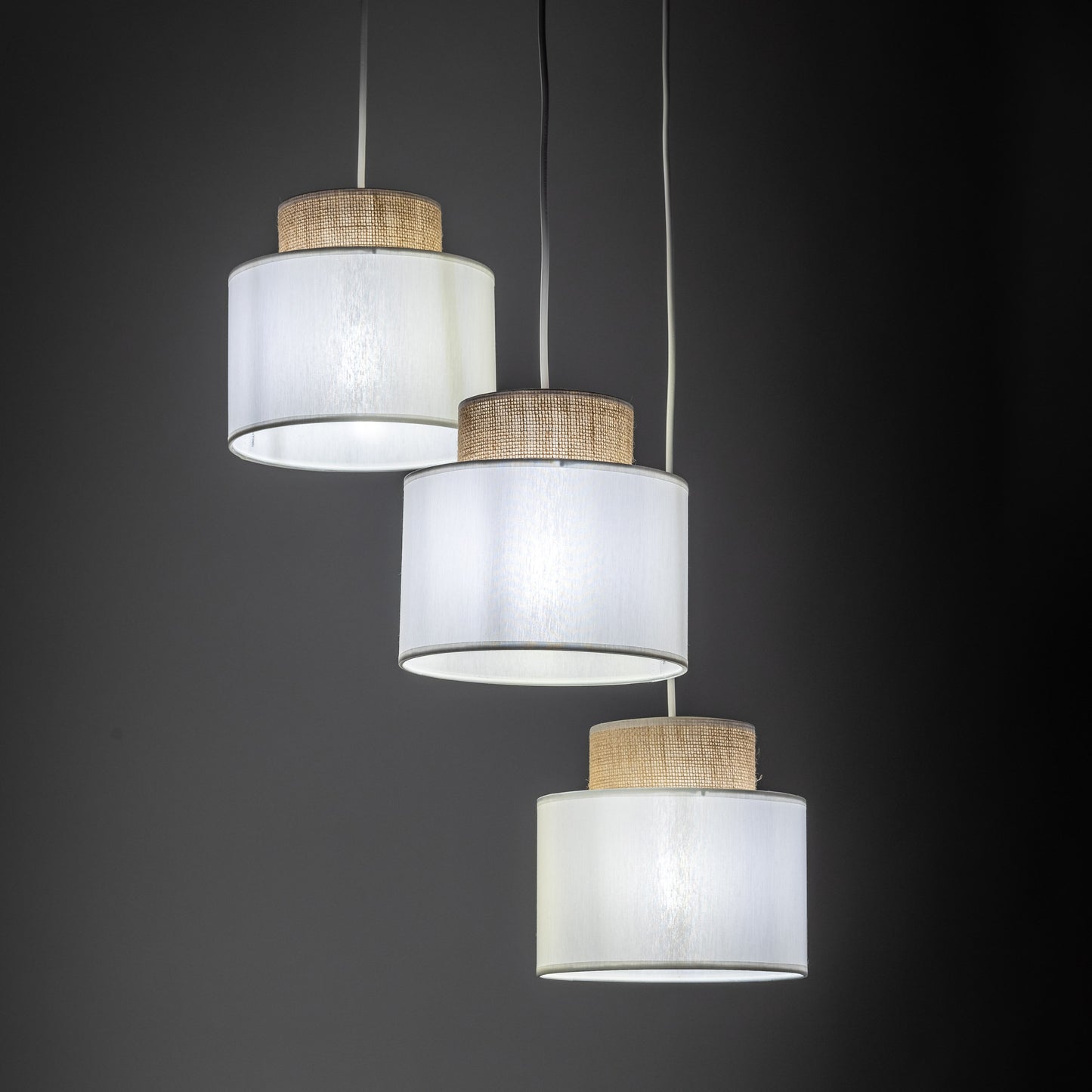 Suspension DUO en jute blanc naturel 3