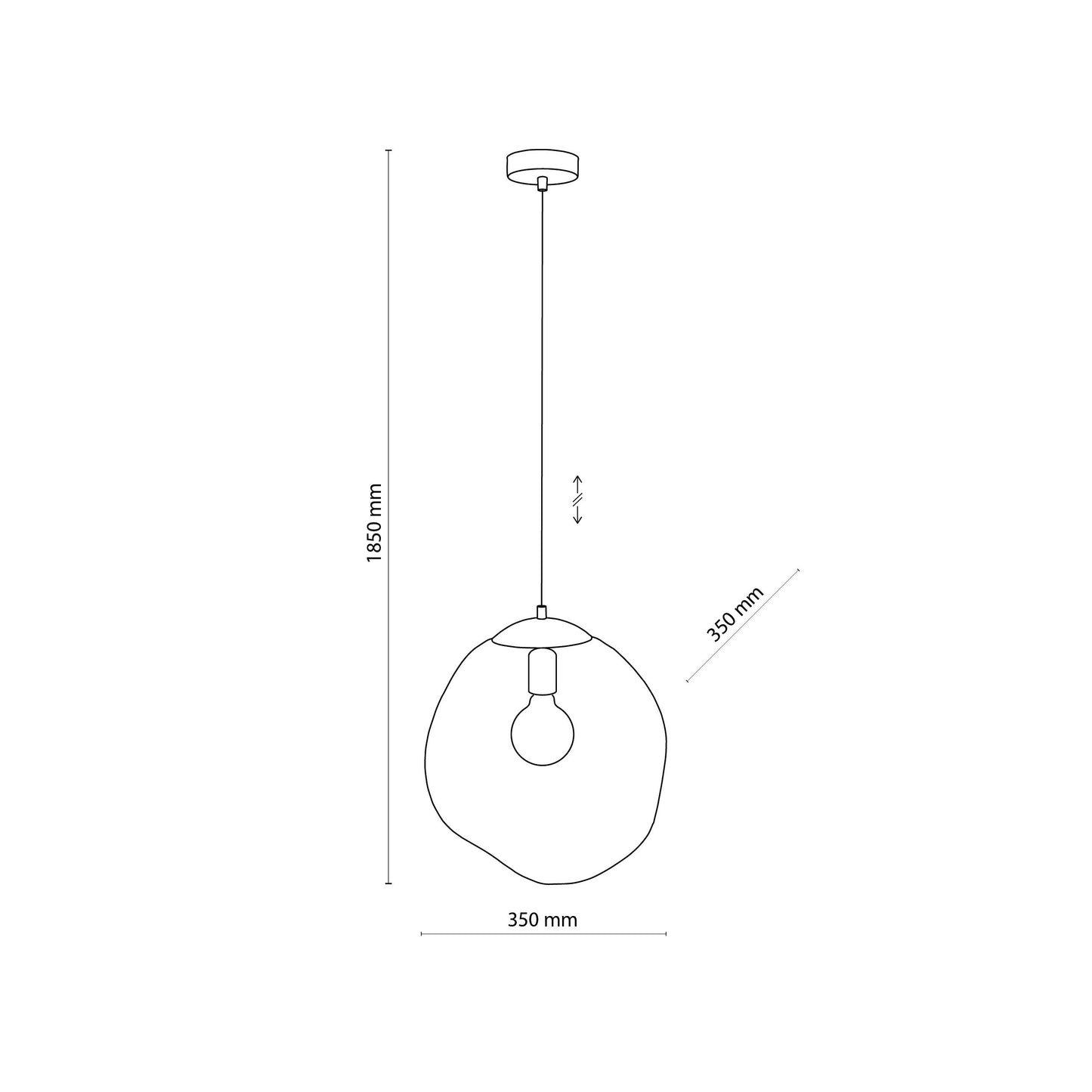 Grande suspension en verre graphite SOL