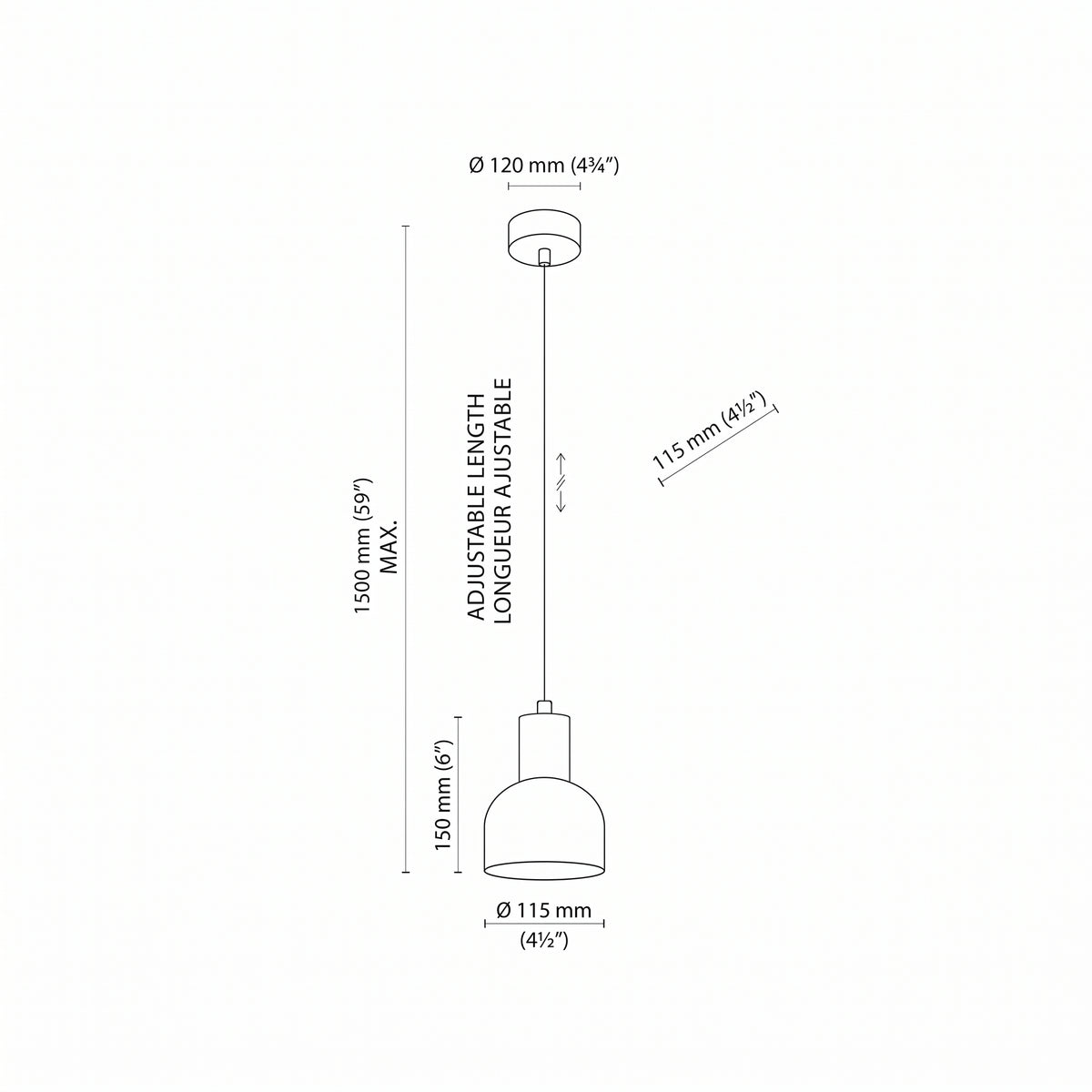 Suspension moderne Cairo du milieu du siècle pour îlot de cuisine, salle à manger et éclairage intérieur d'exception