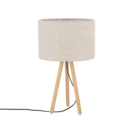 TOKYO tripod table lamp shown from the side, showing the three wooden legs