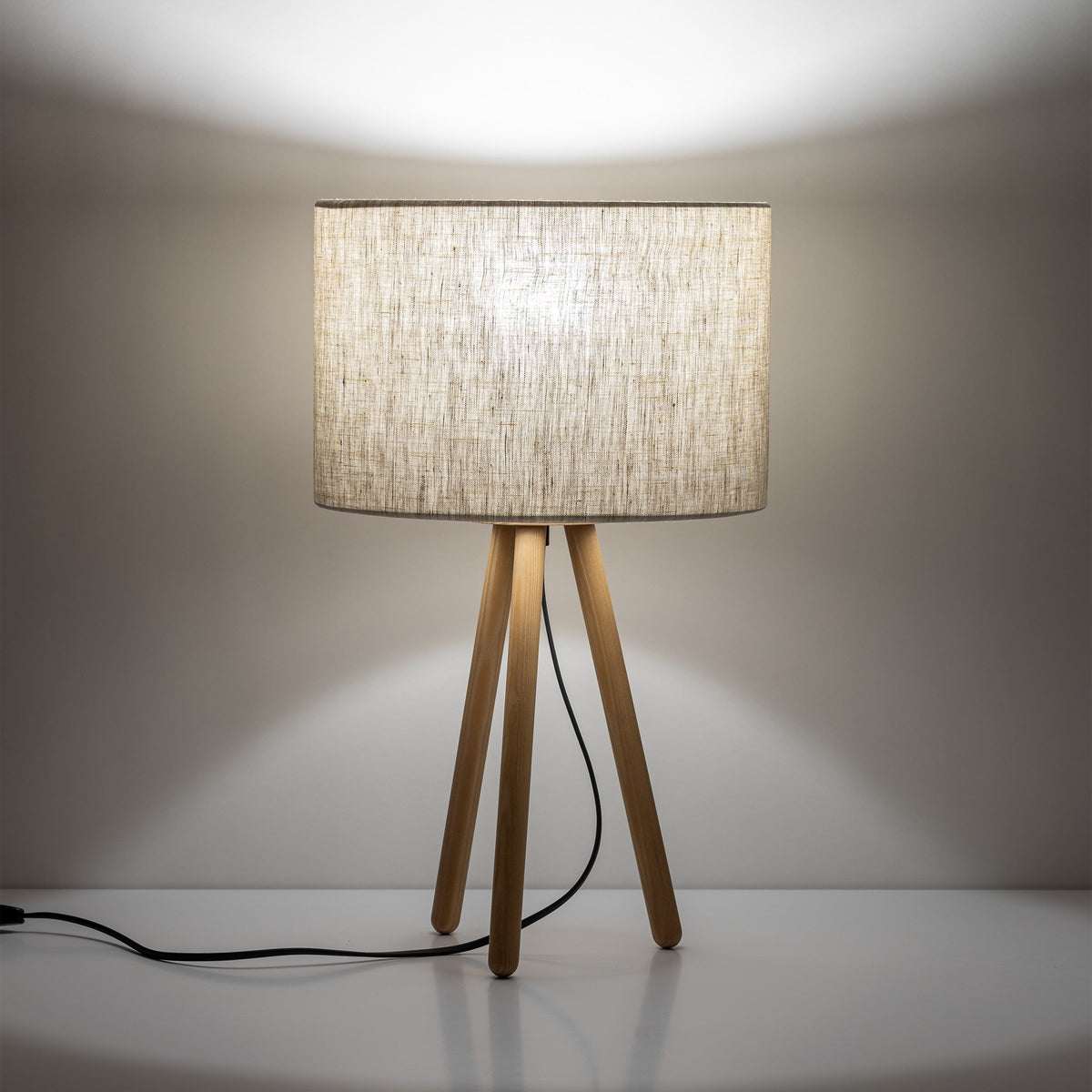 TOKYO linen table lamp styled on a side table in a warm neutral room