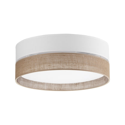 LINOBIANCO small linen and jute flush mount ceiling light, 17.72 inches across