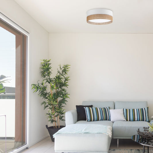 LINOBIANCO small flush mount shown on a ceiling, sitting 6.30 inches below the surface