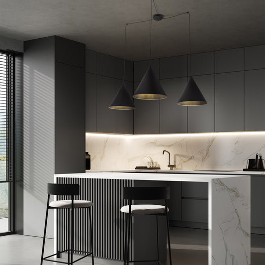 Suspension minimaliste moderne noire CONO 3