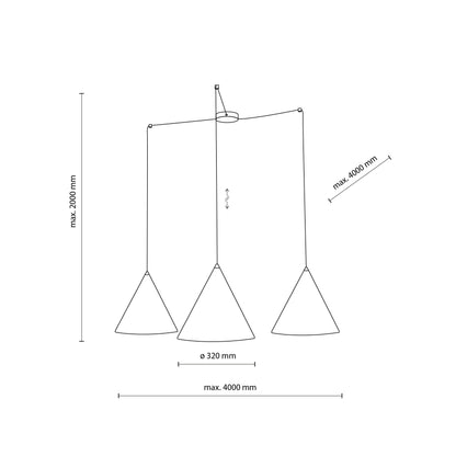 Suspension minimaliste moderne noire CONO 3