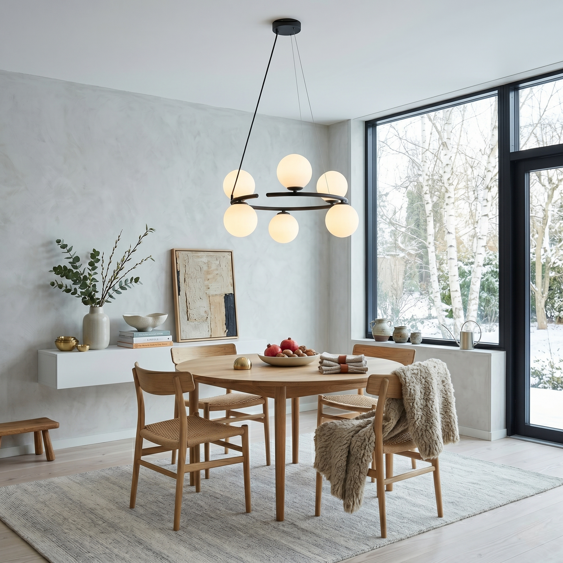 ANABELLE Scandinavian PendANABELLE 6-Light Scandinavian Globe Chandelier for Dining Room & Modern Interiorsant Light 6 LumoCrafts