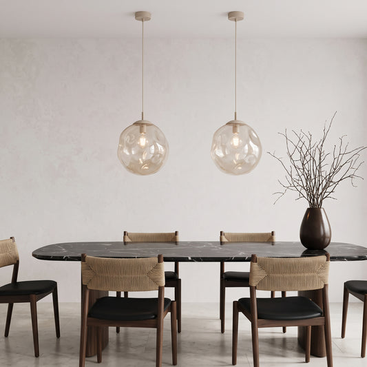 LAVA Cognac Sculptural Glass Pendant Light for Kitchen Island, Dining Room & Entryway