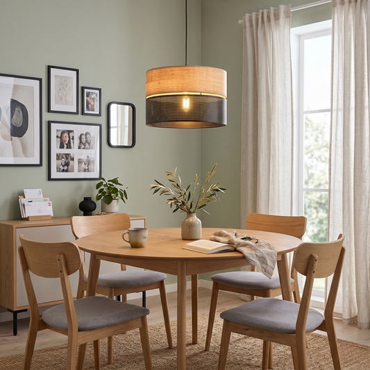 Nicol Scandinavian Drum Pendant Light for Dining Room & Bedroom Lumocrafts