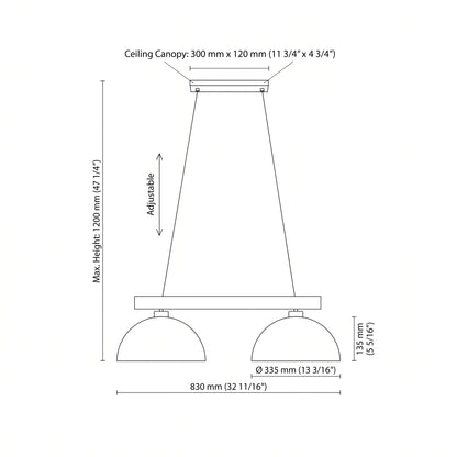 OSLO 2-Light Scandinavian Pendant Light for Kitchen Island, Dining Table & Modern Interiors