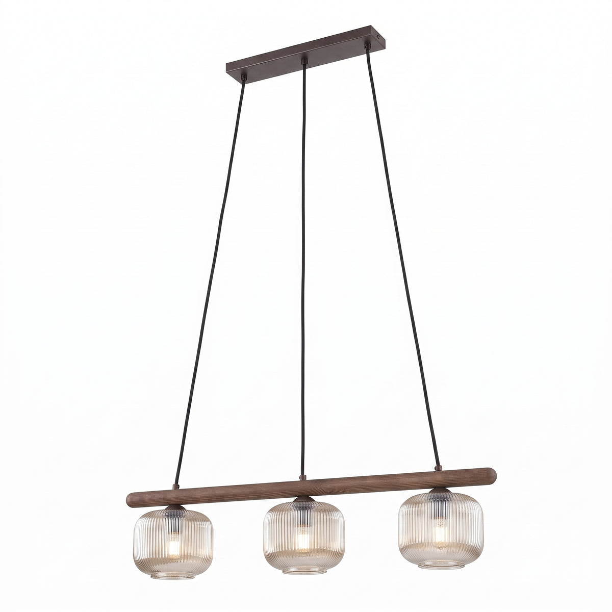 SALVIA linear pendant hung over a dining table