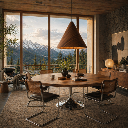 SOLIS Large Scandinavian Wood Pendant Light – Statement Cone Design (Limited Edition) LumoCrafts