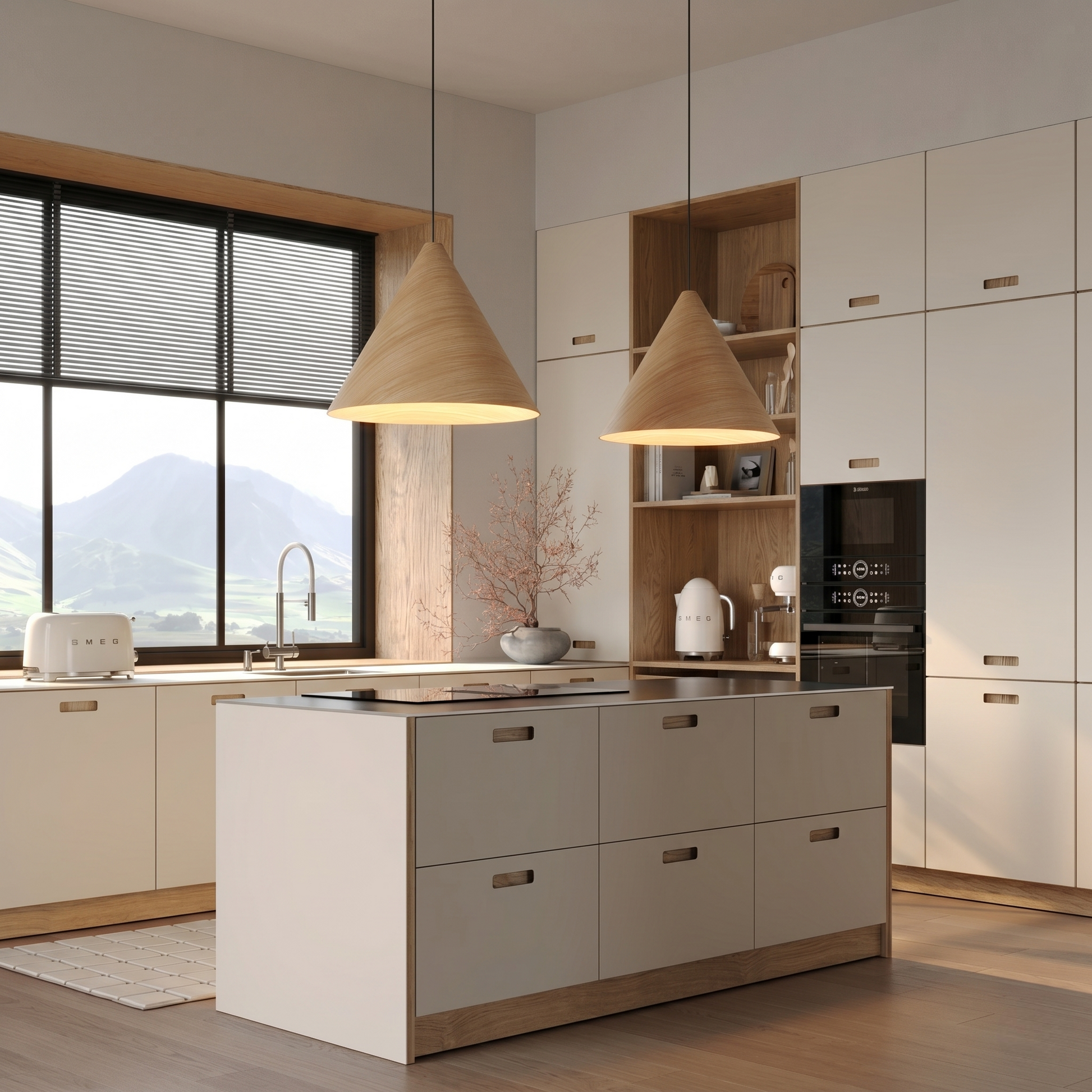 SOLIS Large Scandinavian Wood Pendant Light – Statement Cone Design (Limited Edition) LumoCrafts