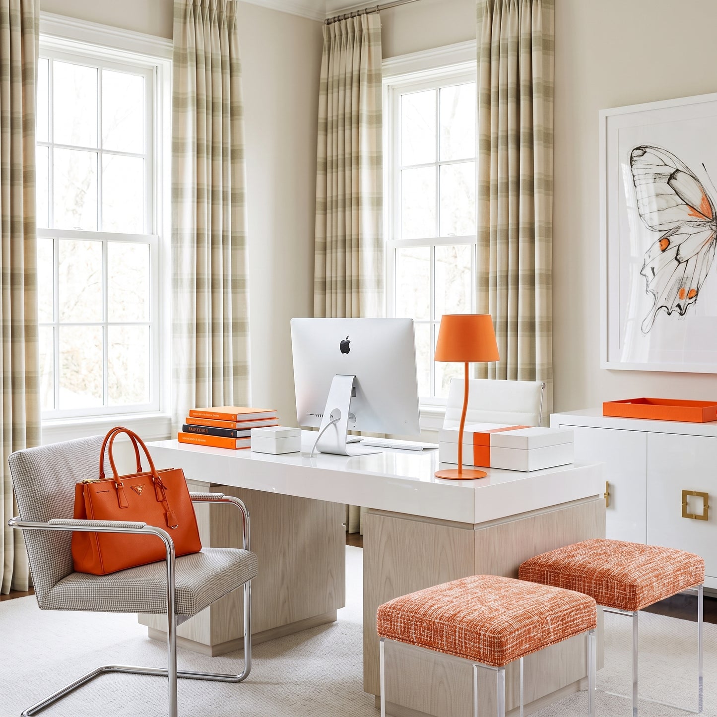 NICOLA Orange Mid-Century Modern Table Lamp for Bedroom & Living Room LumoCrafts Table Lamps