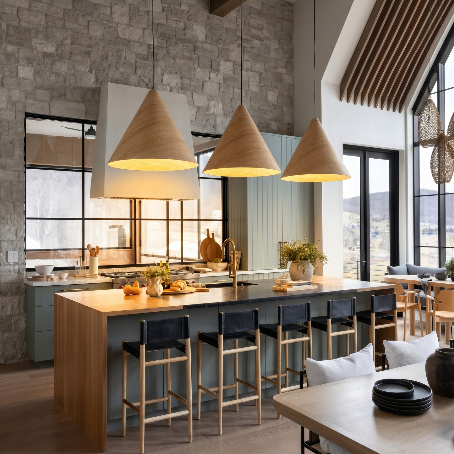 SOLIS Large Scandinavian Wood Pendant Light – Statement Cone Design (Limited Edition) LumoCrafts