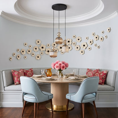 SOPHIA Cognac Ribbed Glass Cluster Pendant for Dining, Living Room & Hallway